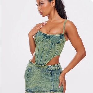 PLT Green Denim Corset